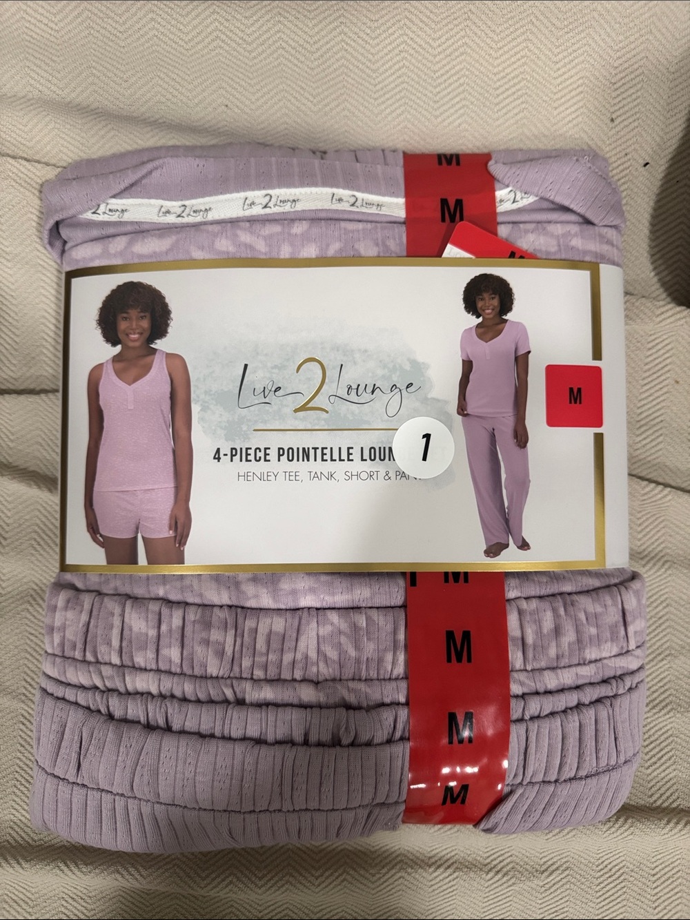 Live 2 Lounge 4-Piece Pointelle Pajama Set - Lavender